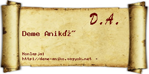 Deme Anikó névjegykártya